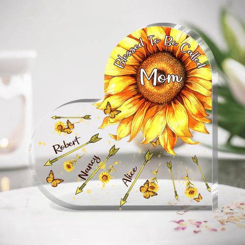 Blessed To Be Called Grandma Sunflower - Personalized Custom Shaped Squared Acrylic Plaque