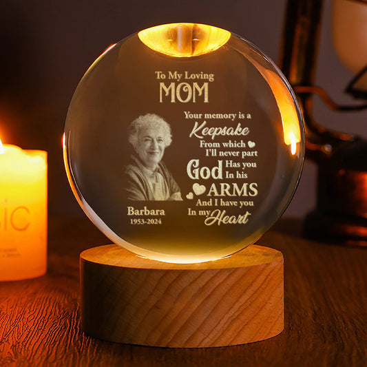 Your Memory Is A Keepsake - Personalized Wooden Base Crystal Lamp