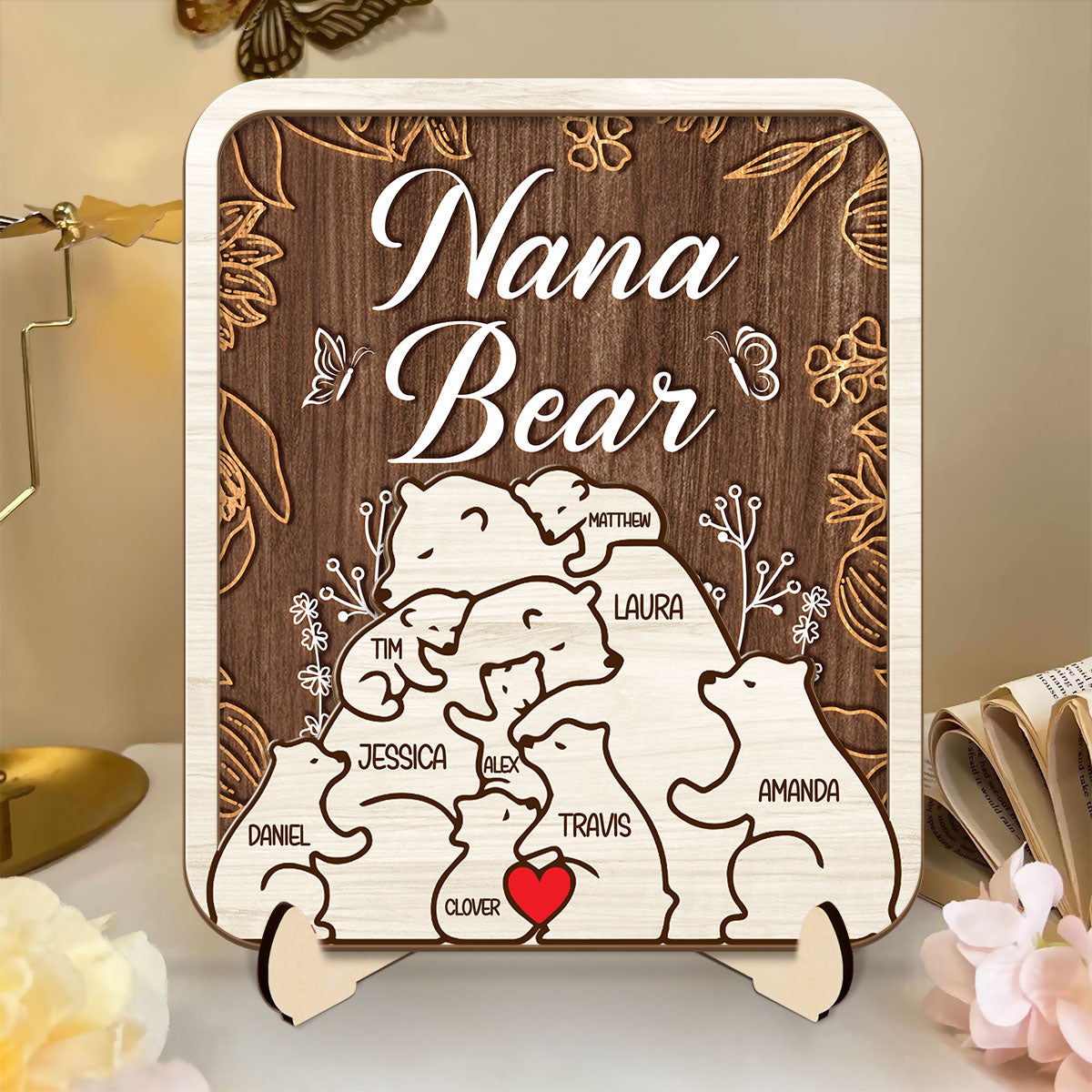 Grandma Bear Hugs - Personalized 2-Layered Wooden Plaque