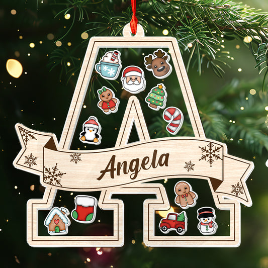 Initial Name Kid - Personalized 3 Layered Christmas Shaker Ornament