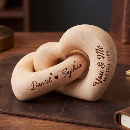 You & Me We Got This - Personalized Interlocking Wooden Hearts
