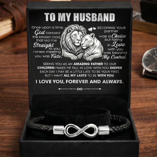 Meeting You Was Fate - Personalized Men's Infinity Bracelet With Gift Box & Card