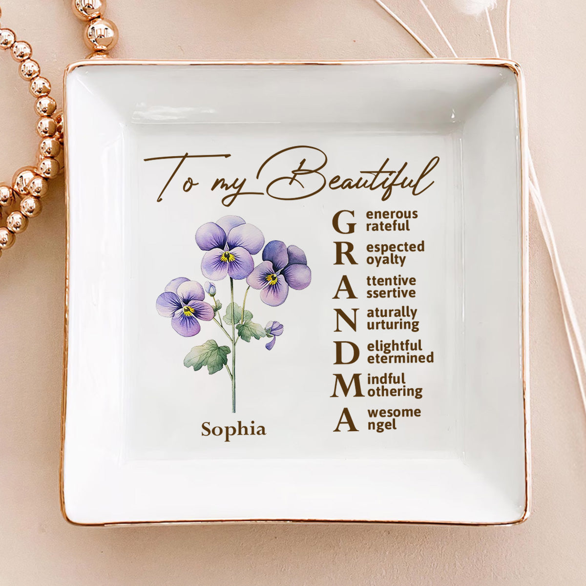 To My Beautiful Grandma - Personalized Jewelry Dish