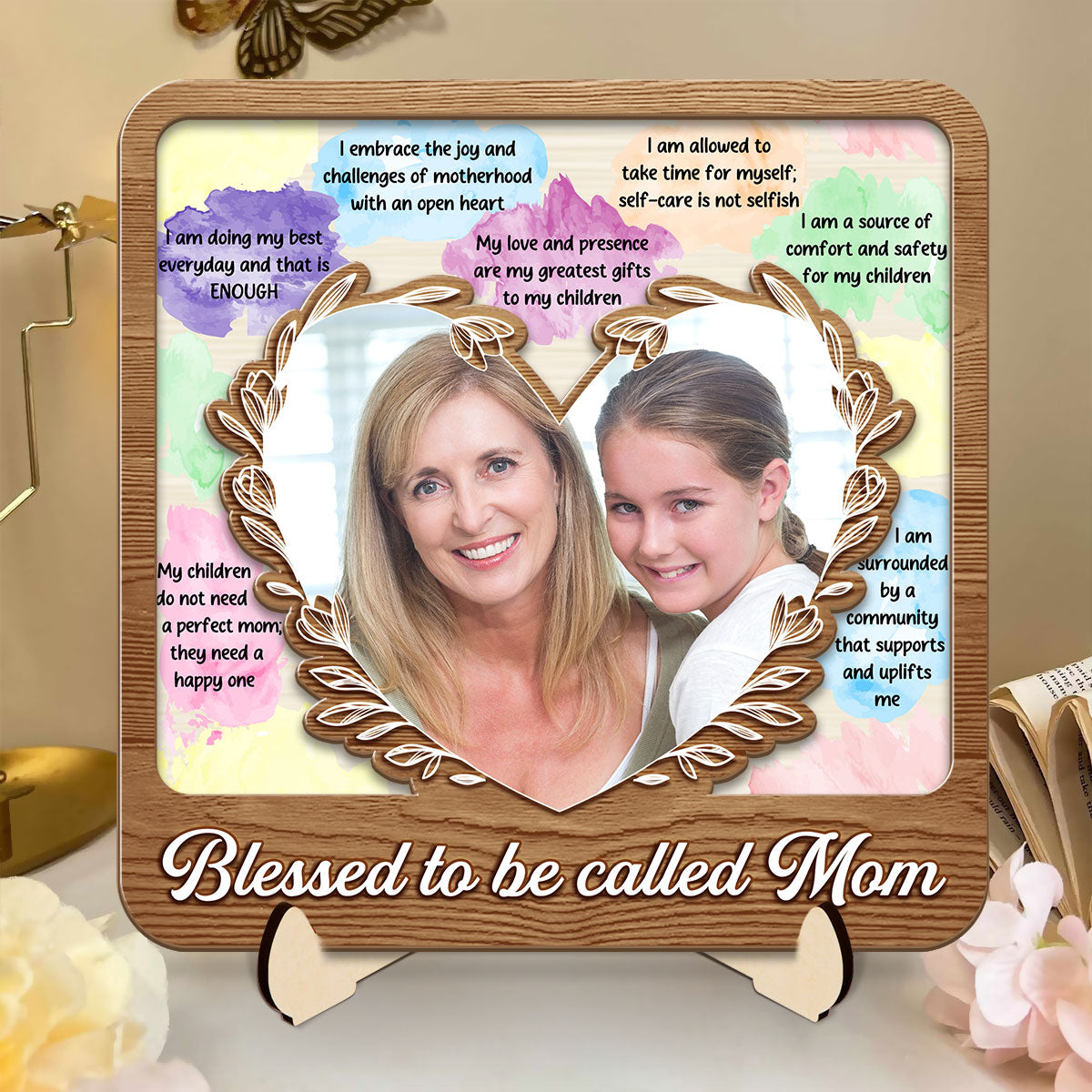 Mom's Affirmations - Personalized 2-Layered Wooden Plaque