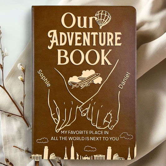 Our Adventure Book Couple - Personalized Leather Cover Notebook