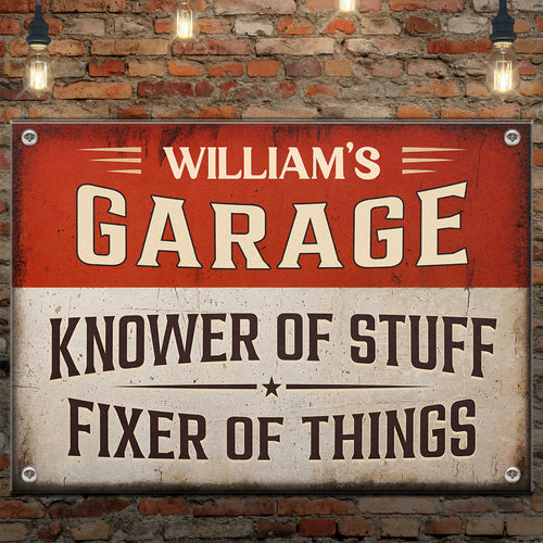 Knower Of Stuff Fixer Of Things - Personalized Metal Sign
