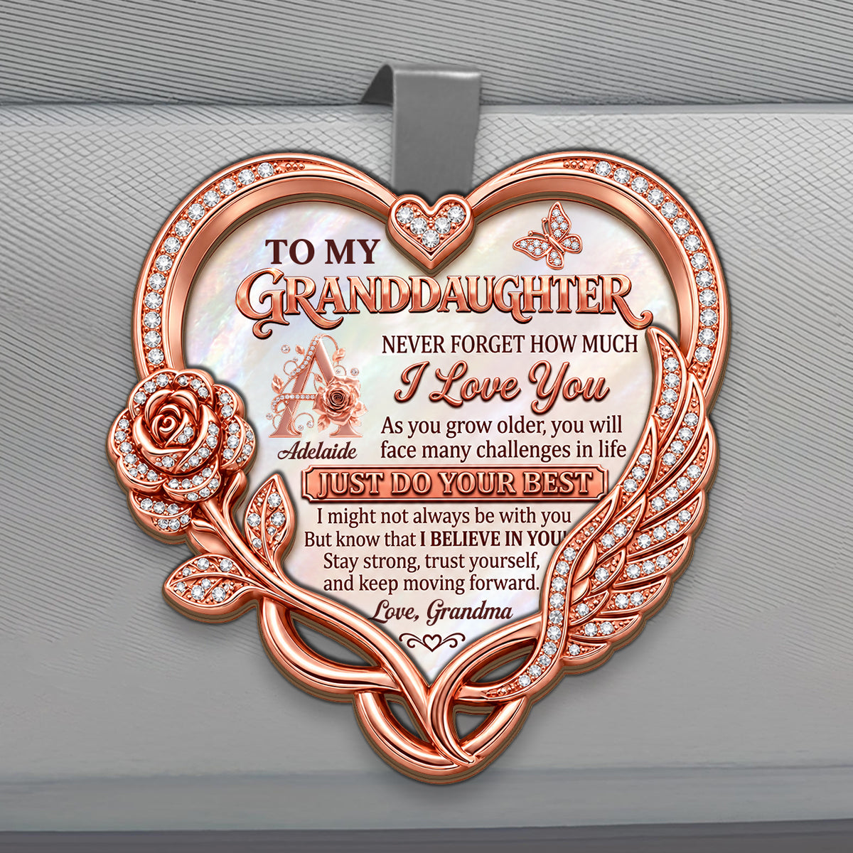 Never Forget How Much I Love You - Personalized Car Visor Clip