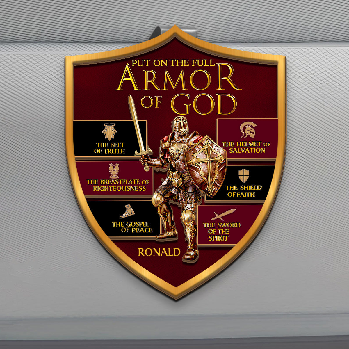 The Gospel Of Peace Put On The Full Armor Of God - Personalized Car Visor Clip FCCVCLETN2101L