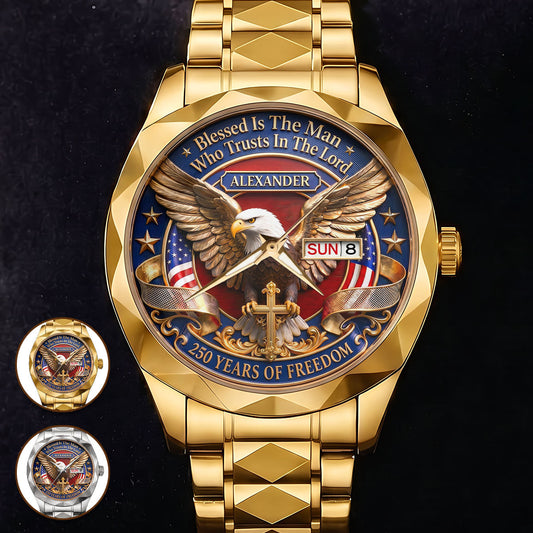 Blessed Is The Man Who Trusts In The Lord - Personalized Men's Wrist Watch