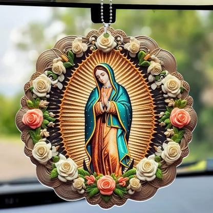 The Virgin Mary Retro Style - 1-Side Car Acrylic Hanging Ornament