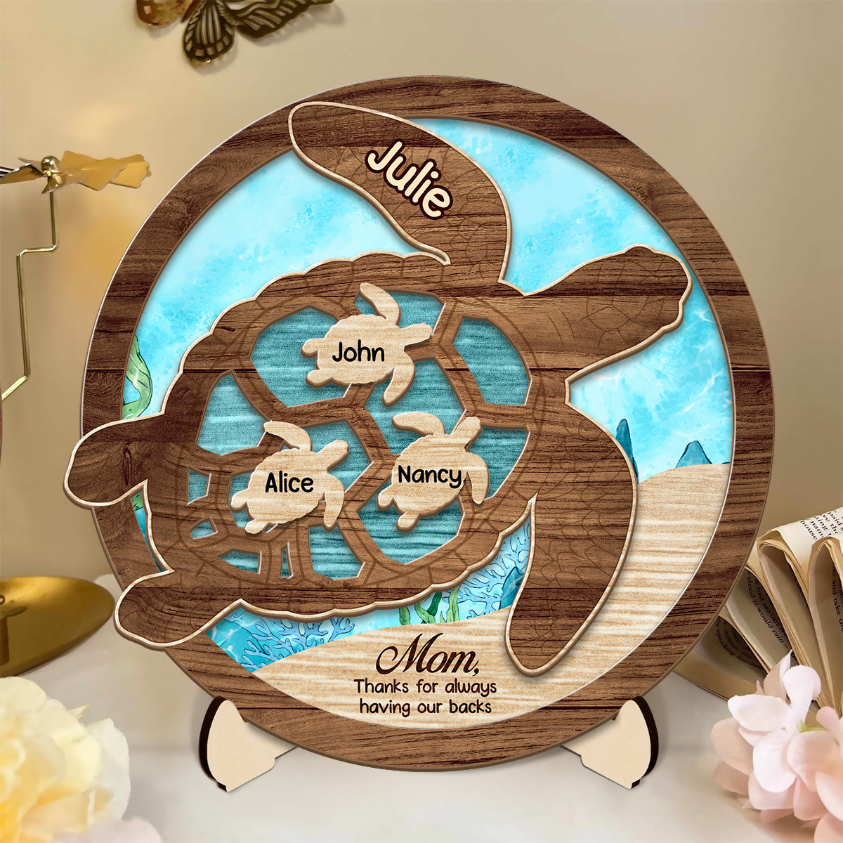 Always Have Our Backs Mom Gift - Personalized 2-Layered Wooden Plaque