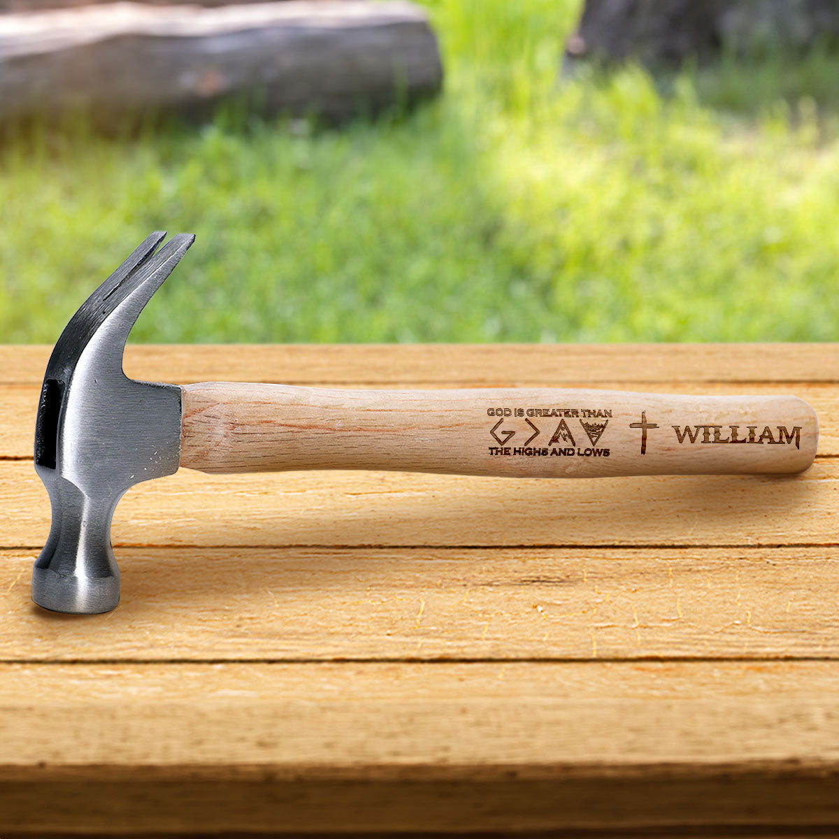 God Is Greater Than - Personalized Wooden Hammer