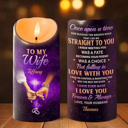 God Blessed The Broken Road - Personalized Flameless LED Candle