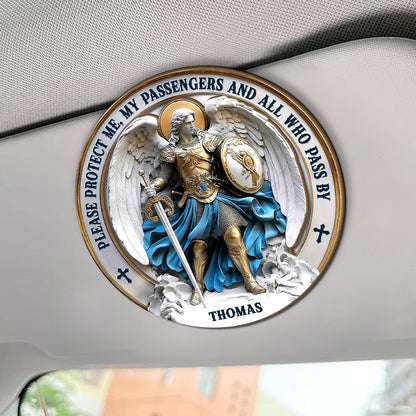 Protect Me My Passengers And All Who Pass By Archangel Car - Personalized Car Visor Clip