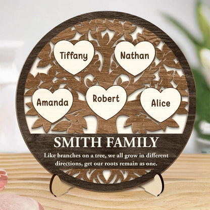 Family Tree - Personalized 2-Layered Wooden Plaque