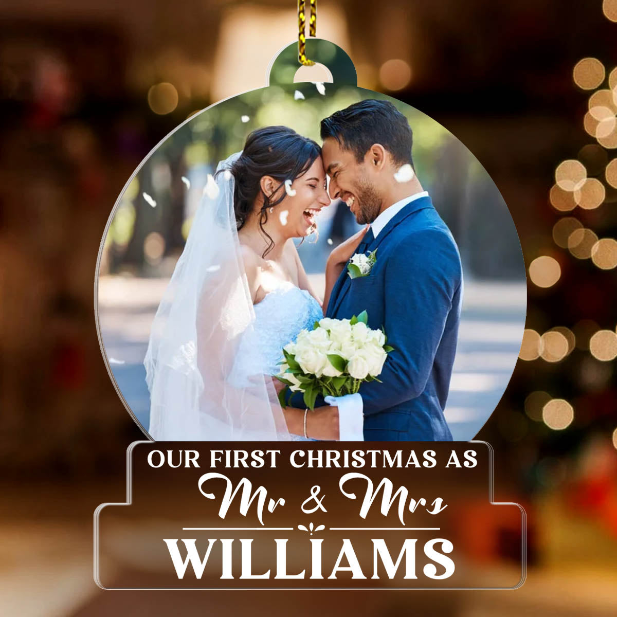 Our First Christmas As Mr & Mrs - Personalized 1-Side Acrylic Ornament