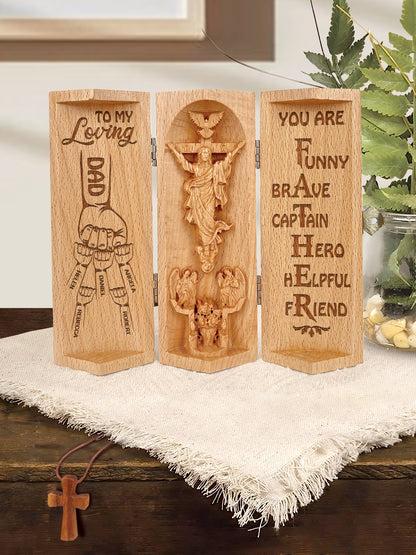 To My Loving Dad/Grandpa/Uncle - Personalized Openable Wooden Cylinder Sculpture of Jesus Christ FCWJCLETN2457D