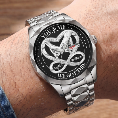 Our Love Tells Time - Personalized Men's Wrist Watch