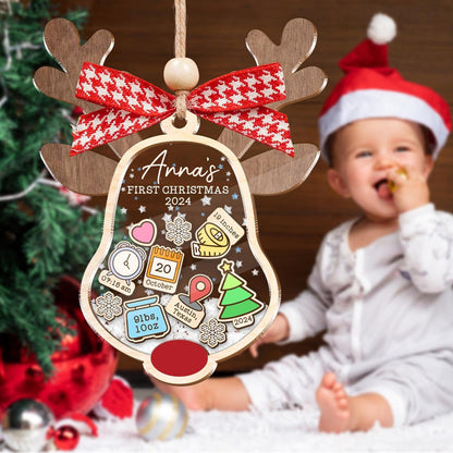 Baby First Christmas 2024 - Personalized 3 Layered Christmas Shaker Ornament FCCSOLETN2155D