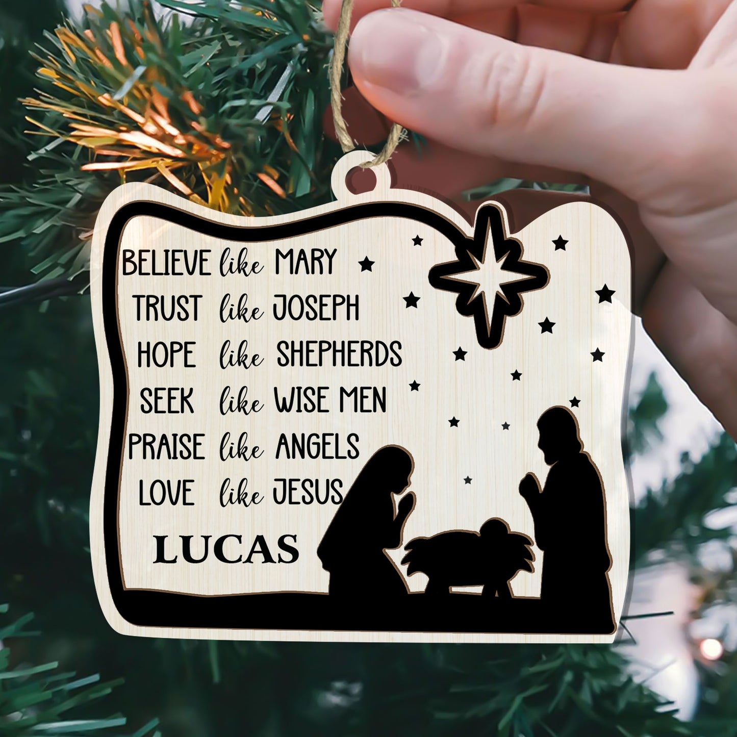 Love Like Jesus - Personalized Wood & Acrylic Ornament