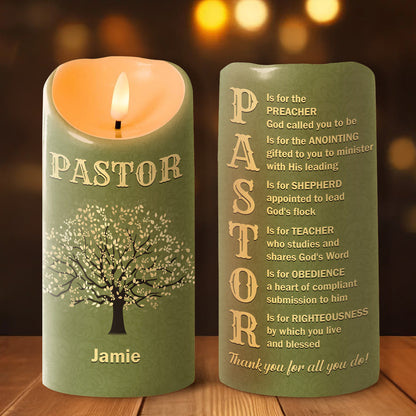 Pastor Appreciation - Personalized Flameless LED Candle