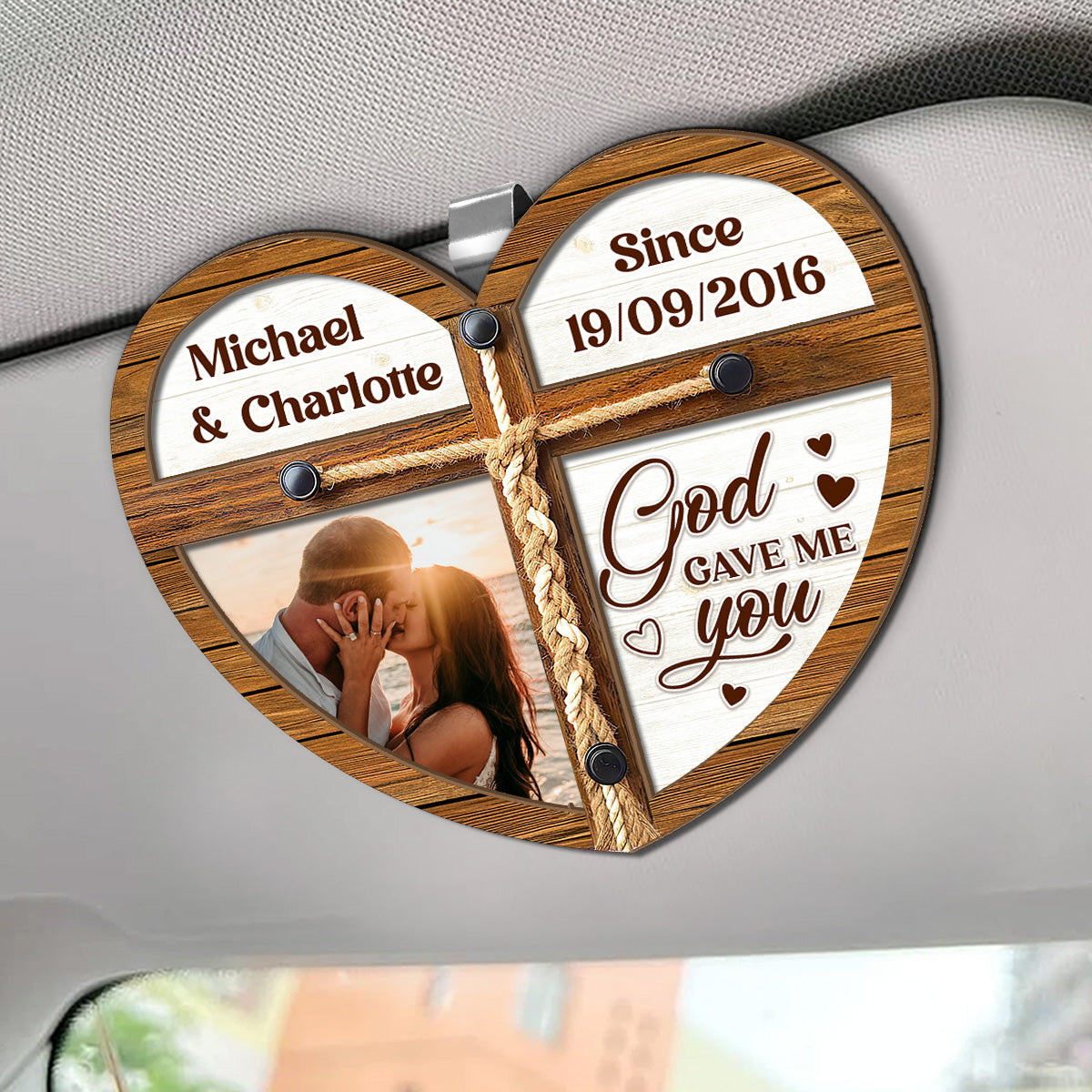 God Gave Me You - Personalized Car Visor Clip