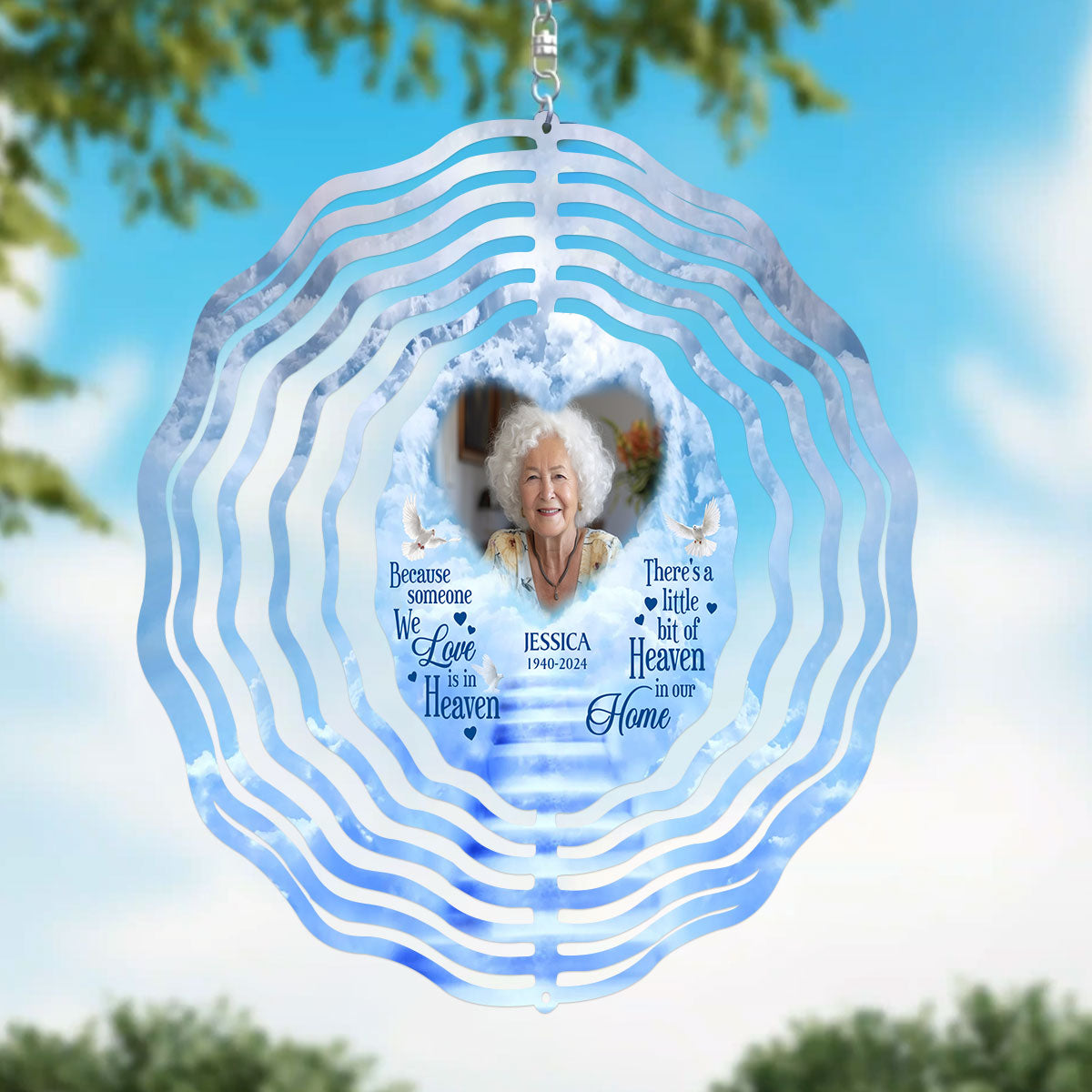 Because Someone We Love Is In Heaven - Personalized Wind Spinners