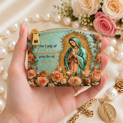 Our Lady Of Guadalupe Pray For Us - Personalized Leather Rosary Pouch