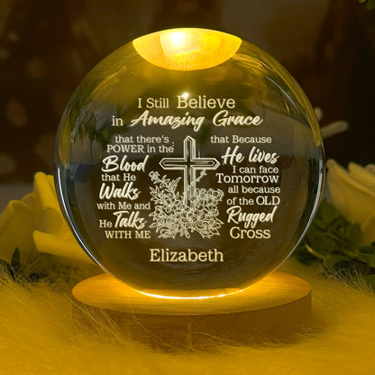 Amazing Grace - Personalized Wooden Base Crystal Lamp