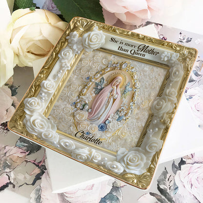 Holy Grace Virgin Mary - Personalized Ceramic Ring Dish Square