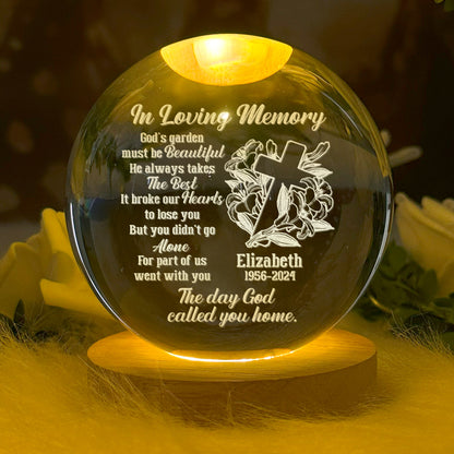 The Day God Called You Home - Personalized Wooden Base Crystal Lamp