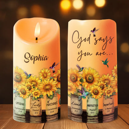 God Says You Are - Personalized Flameless LED Candle