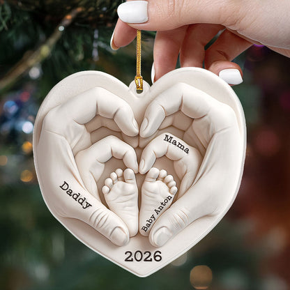 Heart Of Love Keepsake - Personalized 3D Relief White Acrylic Ornament