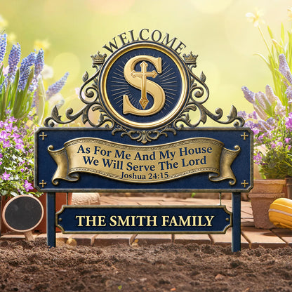 As For Me And My House We Will Serve The Lord - Personalized Metal Garden Stake