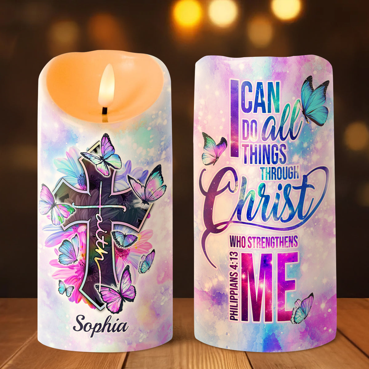 I Can Do All Things Through Christ - Personalized Flameless LED Candle