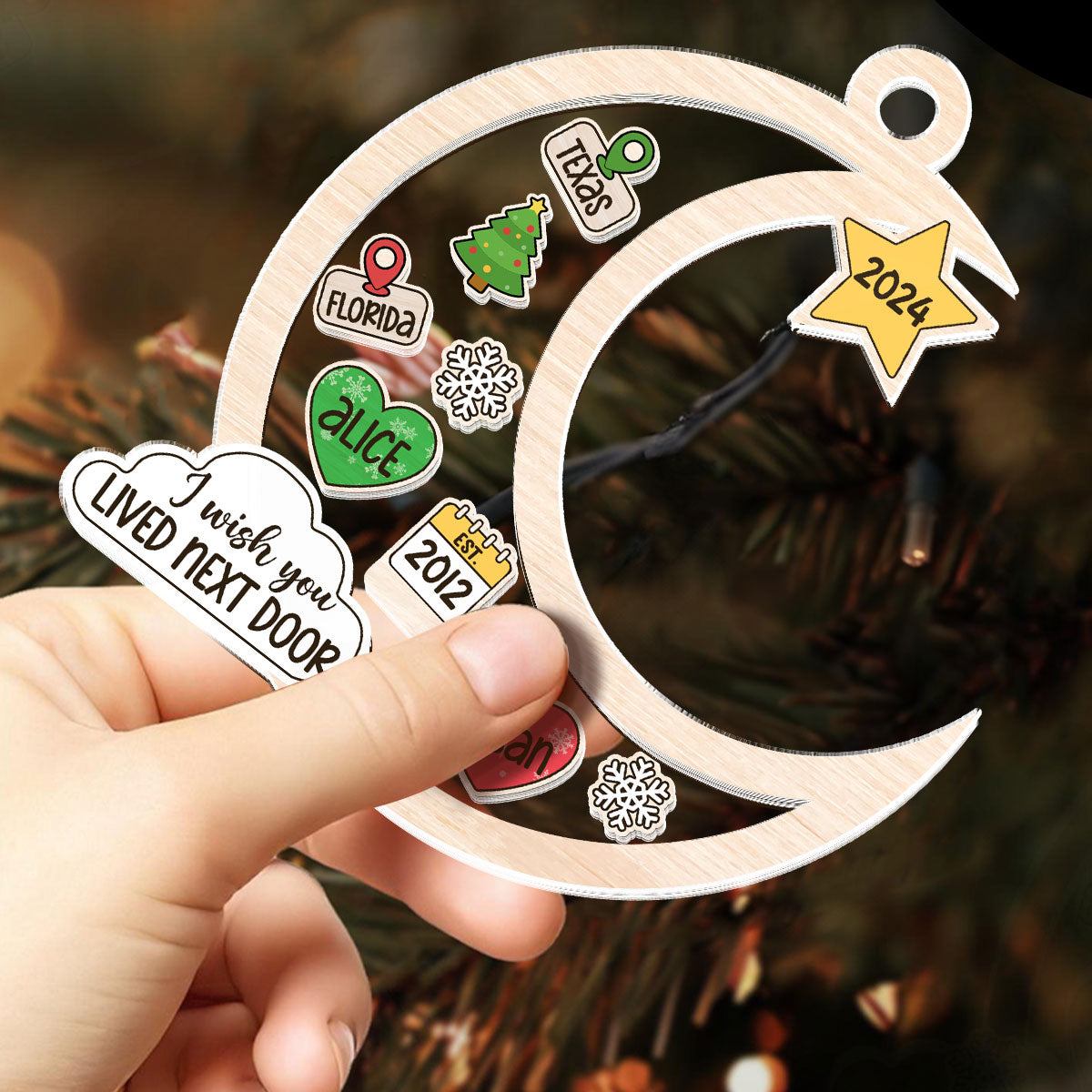 I Wish You Lived Next Door Besties - Personalized 3 Layered Christmas Shaker Ornament