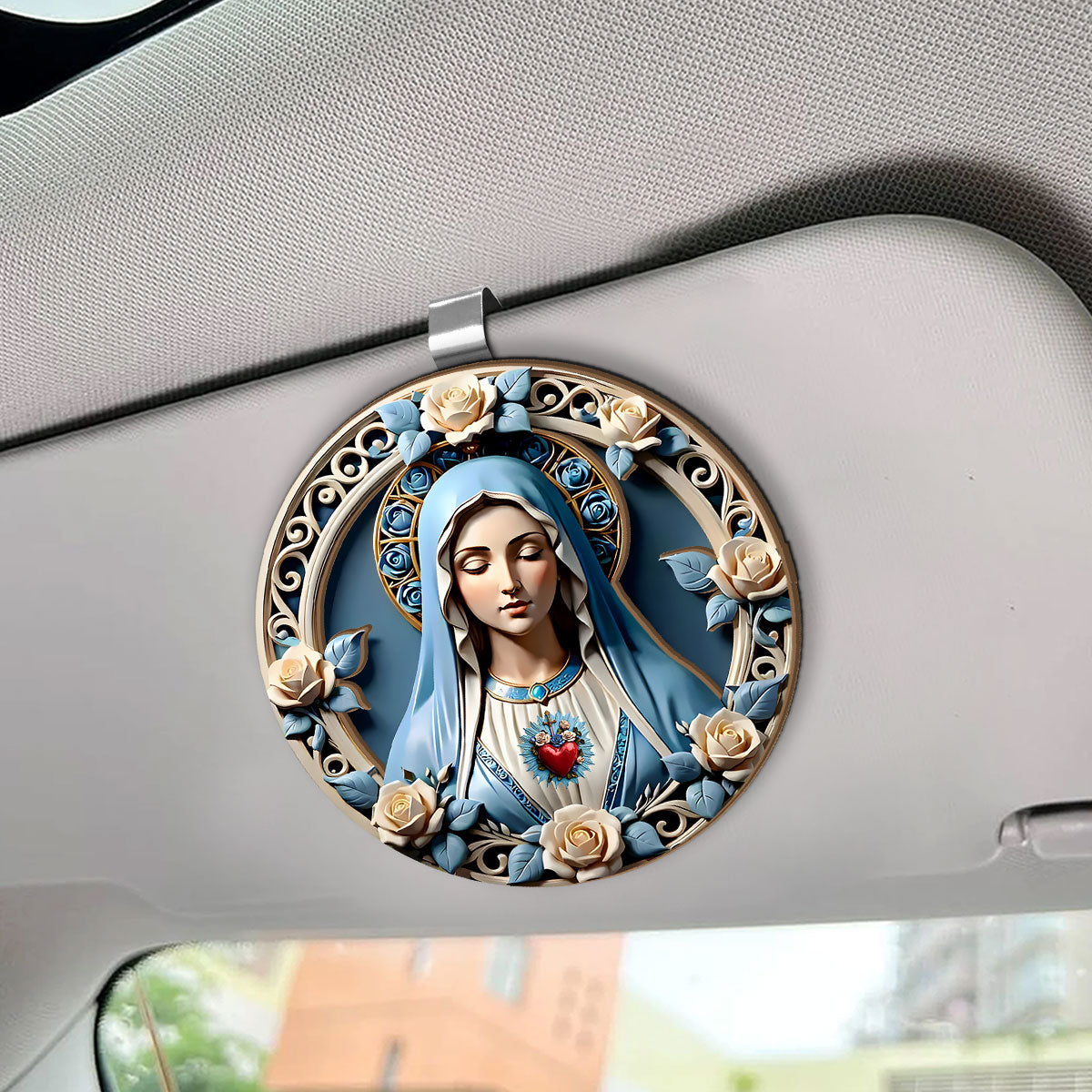 Sacred Heart of Mary -  Car Visor Clip