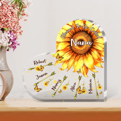 Blessed To Be Called Grandma Sunflower - Personalized Custom Shaped Squared Acrylic Plaque