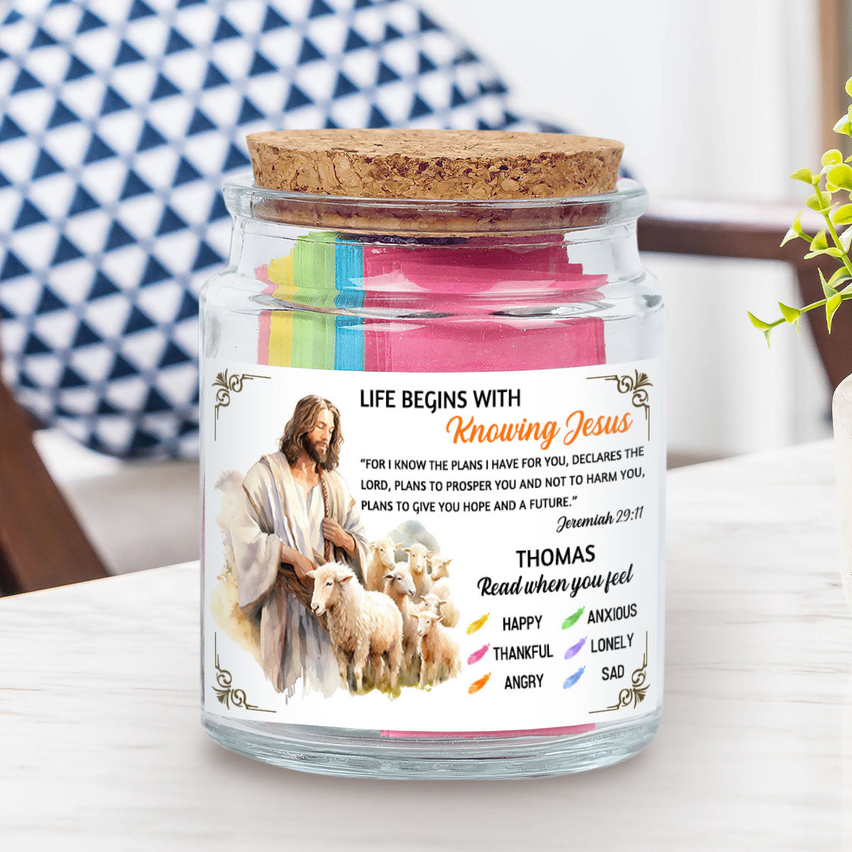 Life Begins With Knowing Jesus - Personalized Bible Verse Jar Self-buy