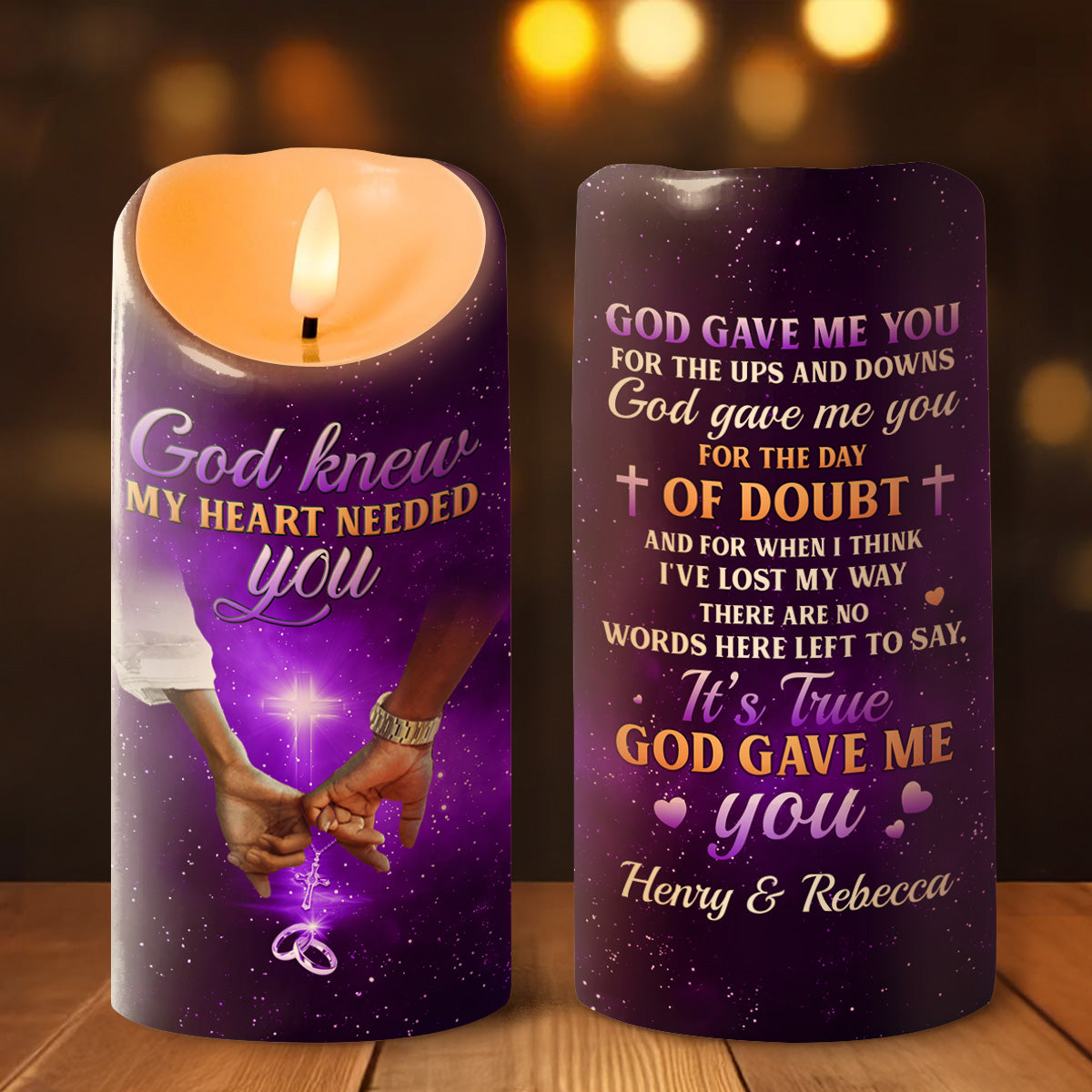 God Knew My Heart Needed You - Personalized Flameless LED Candle