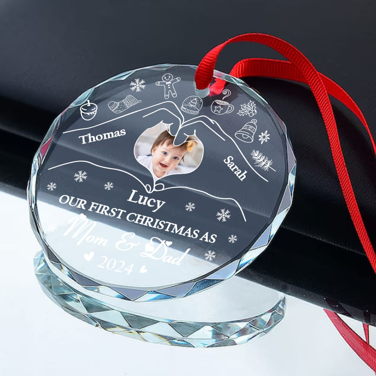 Our First Christmas As Mom And Dad Newborn Baby - Personalized Custom Glass Ornament FCURGOPLEHA2199TA