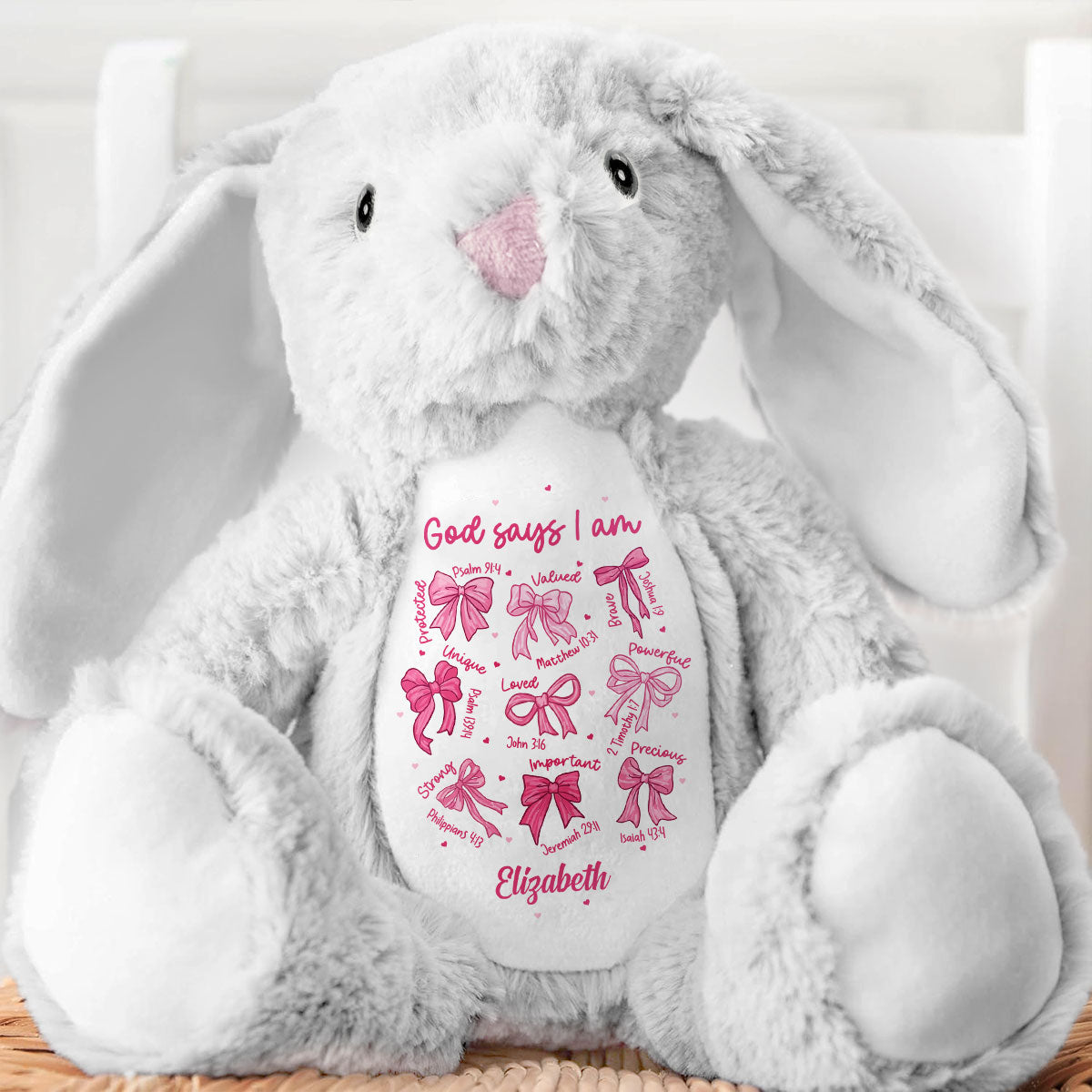 I Am Who He Says I Am - Personalized Stuffed Bunny