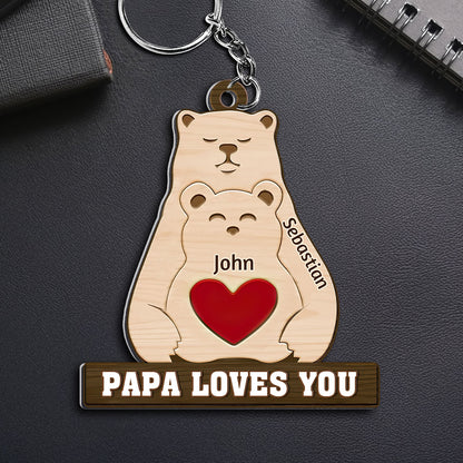 Papa Mama Love You - Personalized Acrylic Keychain