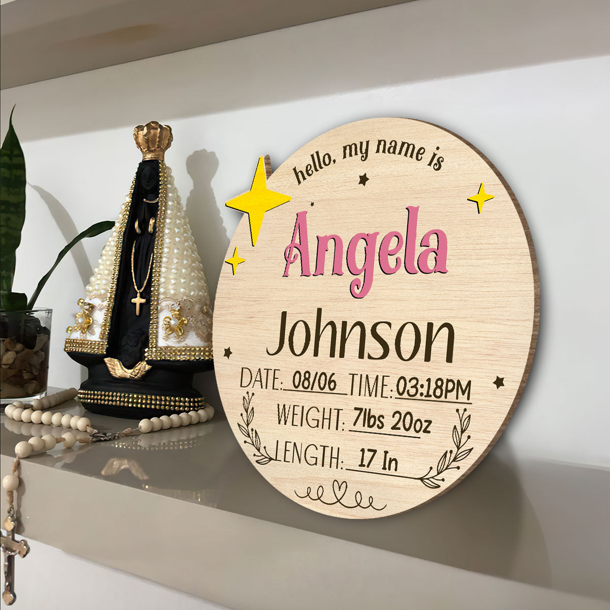 Custom Baby Arrival Announcement - Personalized Wooden Sign