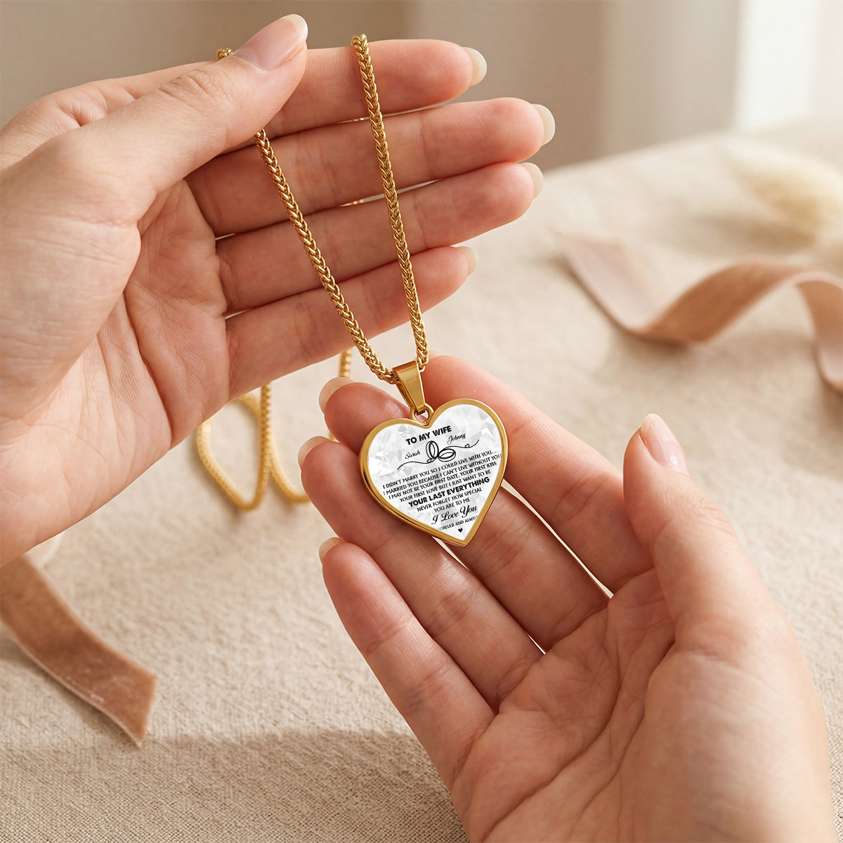 I Married You Because I Can't Live Without You - Personalized Heart Necklace