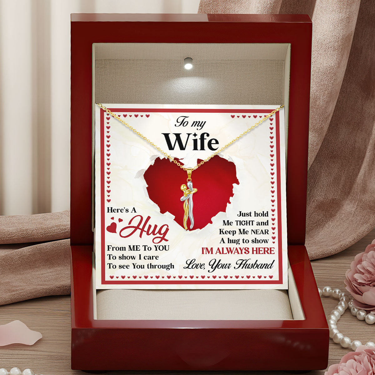 Here's A Hug From Me To You - Personalized Hug Charm Necklace