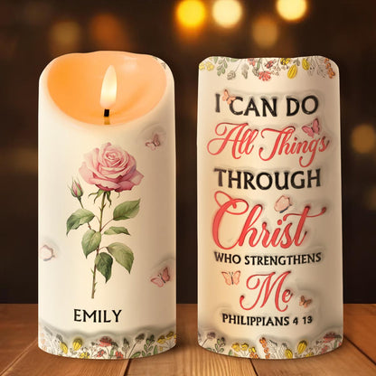 I Can Do All Things Through Christ - Personalized Flameless LED Candle