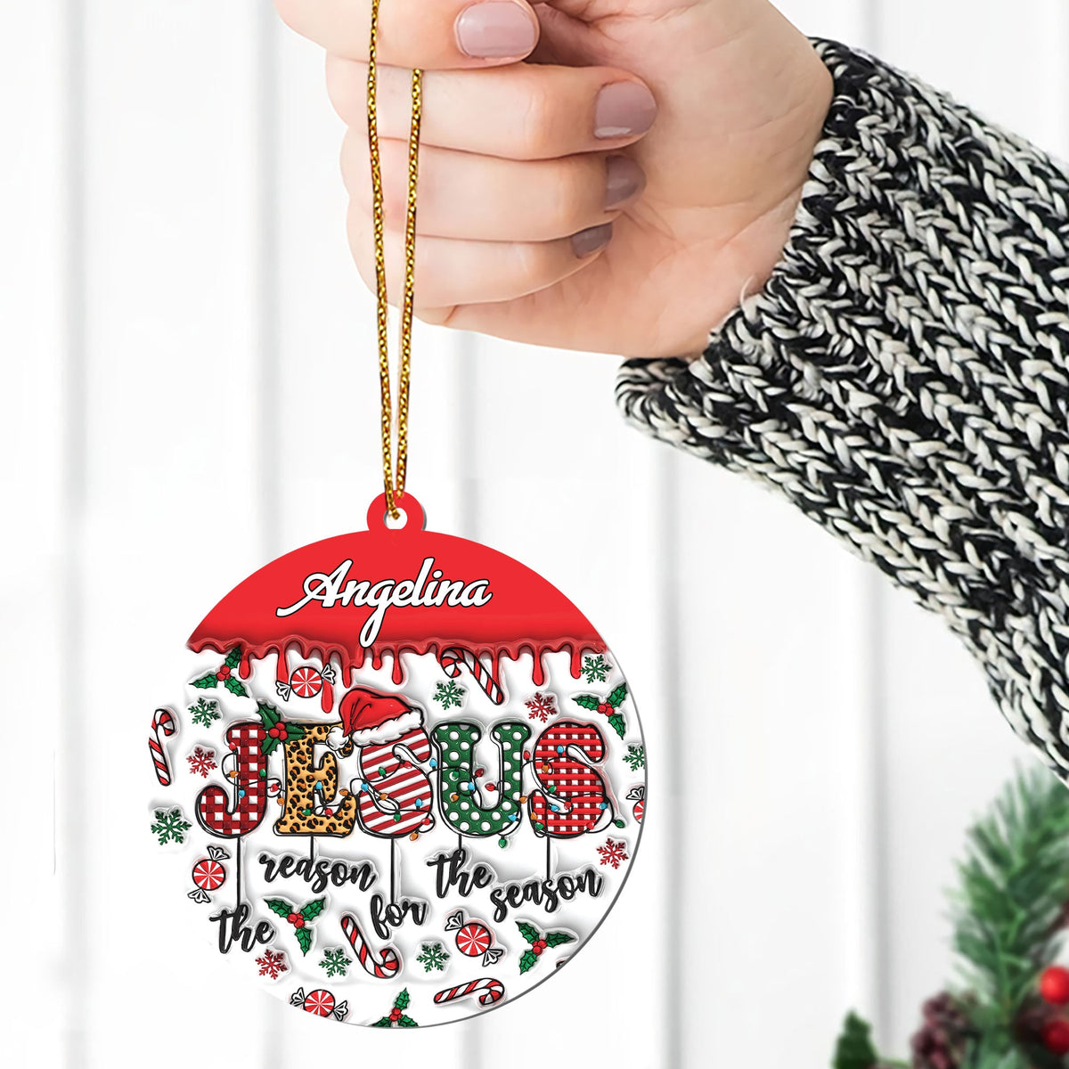 Jesus The Reason For The Season - Personalized 1-Side Acrylic Ornament