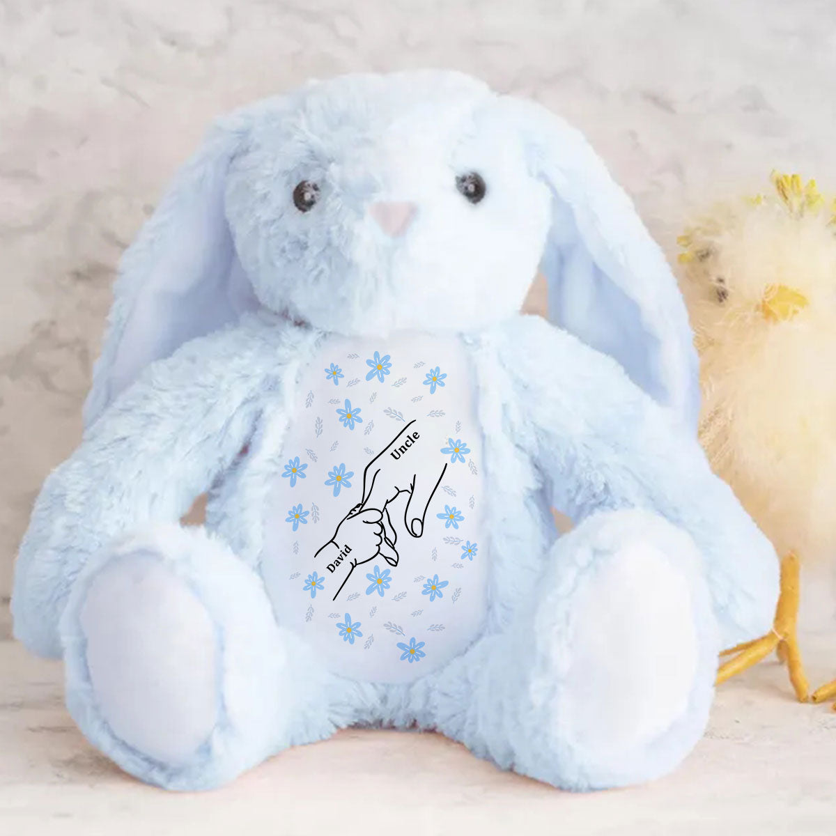 My Dearest Holding My Hand - Personalized Stuffed Bunny