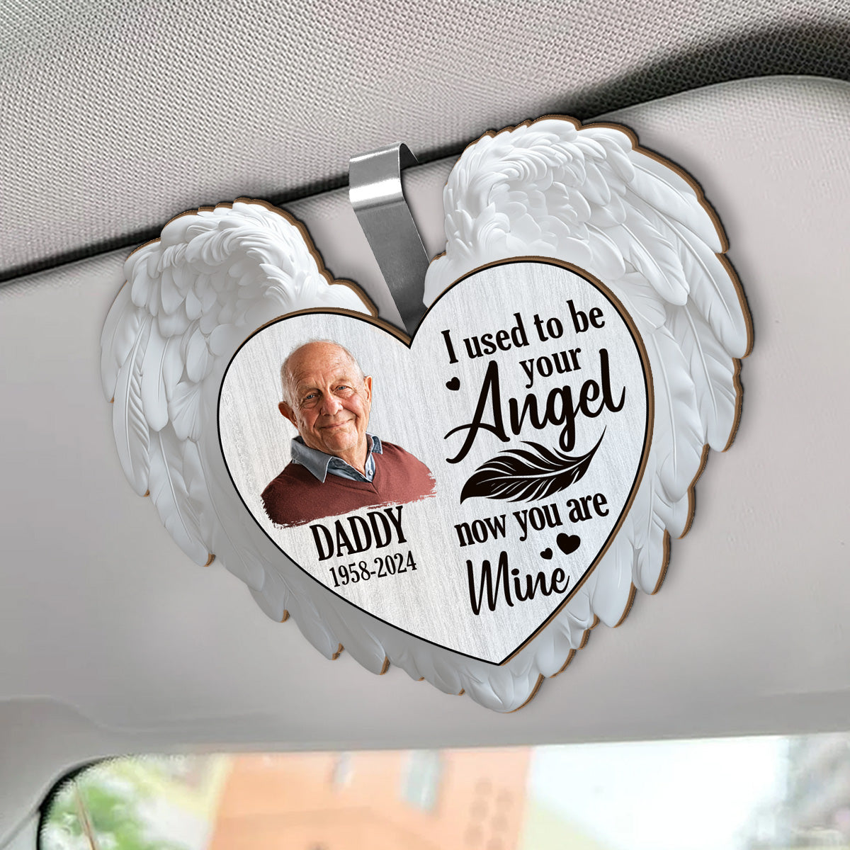 I Used To Be Your Angel Now You're Mine - Personalized Car Visor Clip FCCVCLETN2239TA